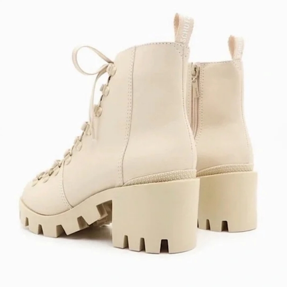 Schutz Xayane Lug-Sole Leather Lace Up Platform Combat Boots Almond Buff Leather - Picture 8 of 16
